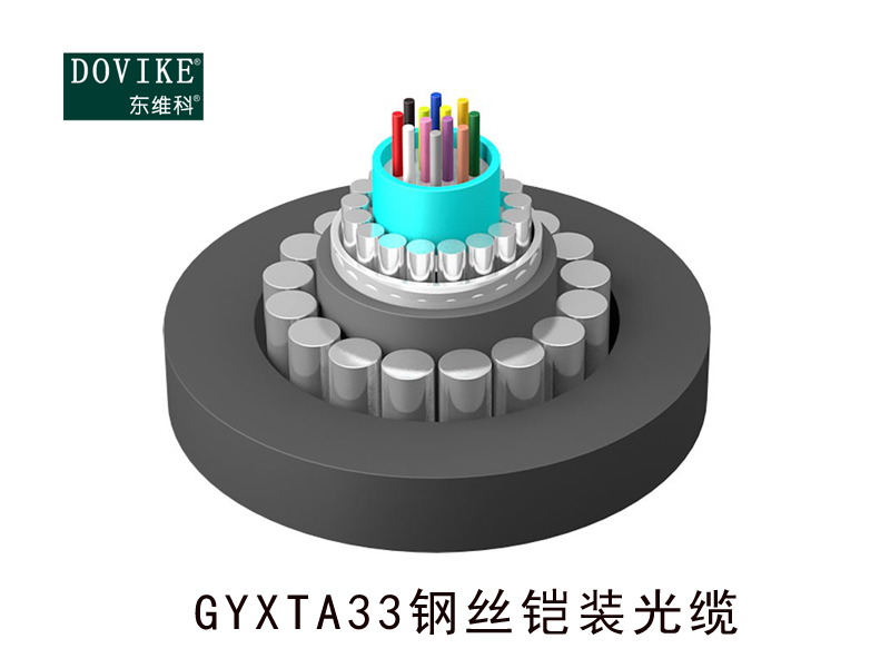 GYXTA33鋼絲鎧裝光纜 12芯鋼絲鎧裝防鼠咬光纜--江蘇東維通信科技有限公司